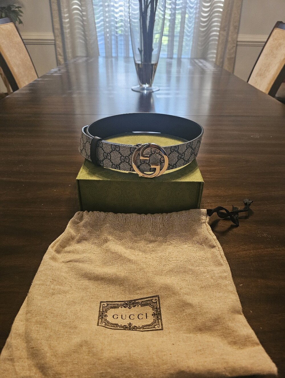 Gucci GG Blondie Belt in Beige/Blue